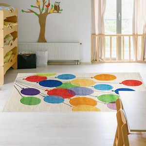 Colorful Balloons Kids Room Decor Area Rug Non Slip Boys Girls Room Floor Mat Carpet