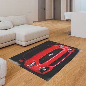 Ford Mustang Area Rug Kids Room Decor Car Lover Gift for him