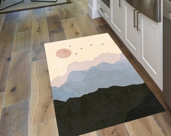 Boho Mountain Area Rug Kitchen Mat Runner Non Slip Washable Floor Mat Hallway Runner Entryway Carpet