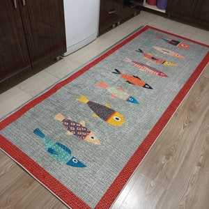 Fish Kitchen / Laundry Rug Non Slip Washable Runner Carpet Mat