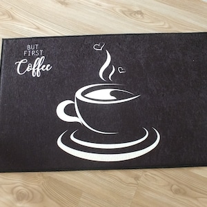 Non Slip Machine Washable Coffee Kitchen Mat / Rug