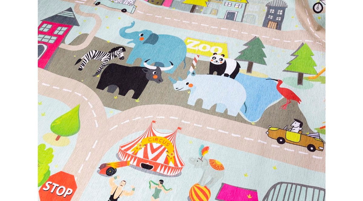 Discover Town, Road, Car, Animal print Kids Play Rug /  Mat / Nursery Rug