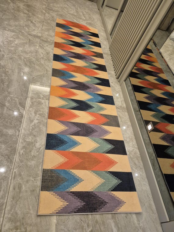 Retro Area Rug Living Room Decor Non Slip Colourful Floor Mat, Carpet