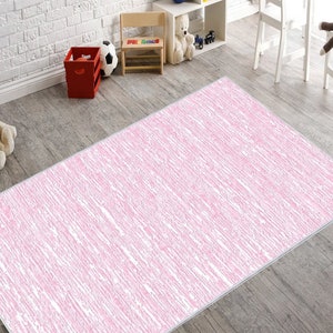 Tapete de área de decoração de quarto rosa antiderrapante tapete lavável