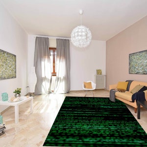 Matrix Cyrillic Alphabet Code Rain Rug Game Room Decor Antypoślizgowa mata dywanowa do salonu Matrix Lover Gift