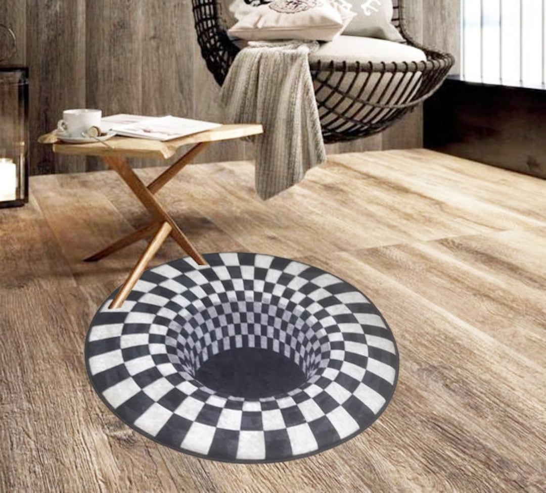3d Round Rugs 3d Round Plaid Rug Entryway Custom Carpet Printed Living Room Rug - Etsy