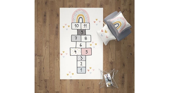 Rainbow Hopscotch Kids Play Rug / Nursery Mat