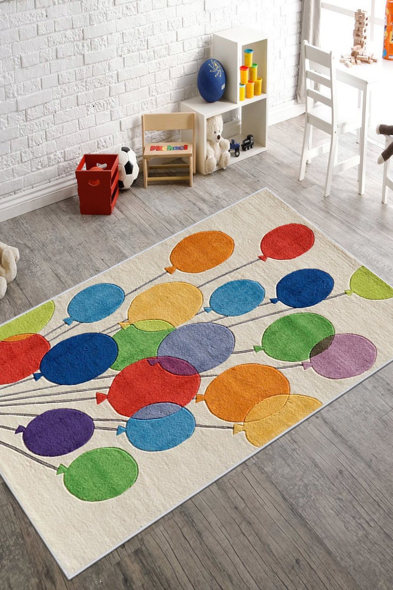 Colorful Balloons Kids Room Decor Area Rug Non Slip Boys Girls Room ...
