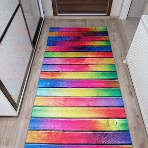 Non-Skid Washable Colorful Hallway Runner Rug Very Long Stairs