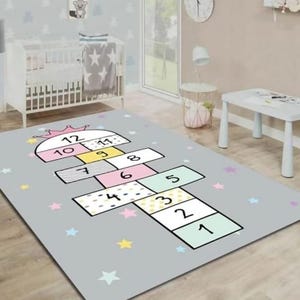 Girls Hopscotch Kids Room Play Rug / Nursery Activity Mat