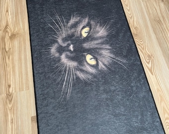 Black Cat Area Rug Living Room Kitchen Decor Floor Mat