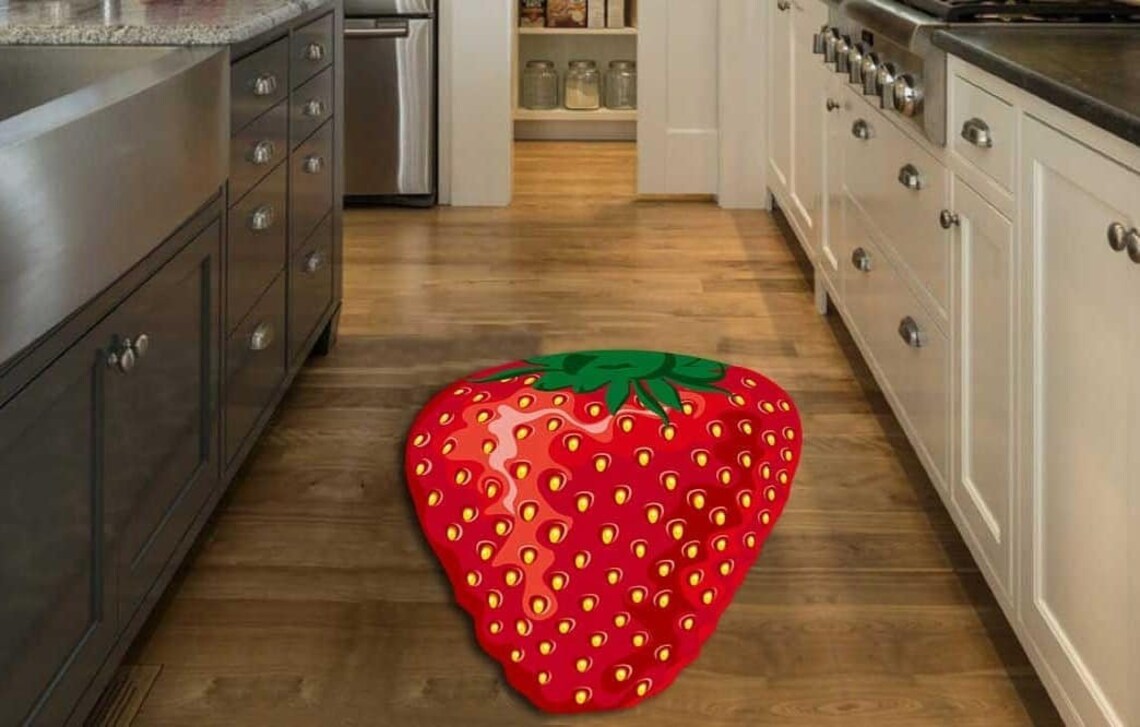 Strawberry Kitchen Rug Non Skid Runner Carpet Mat Etsy