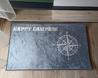 Camping Happy Campers Runner Rug Door Mat Non-Skid Machine Washable