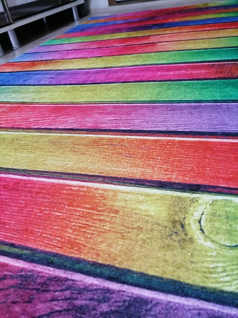 Halkfri tvättbar färgglad hallmatta mycket långa trappor bild 8