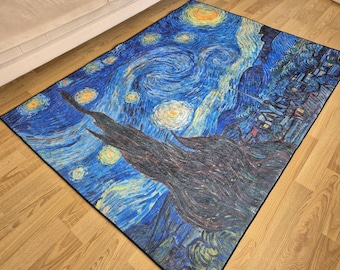 The Starry Night Area Rug Kitchen Decor Living Room Non Slip Carpet Van Gogh Runner Mat