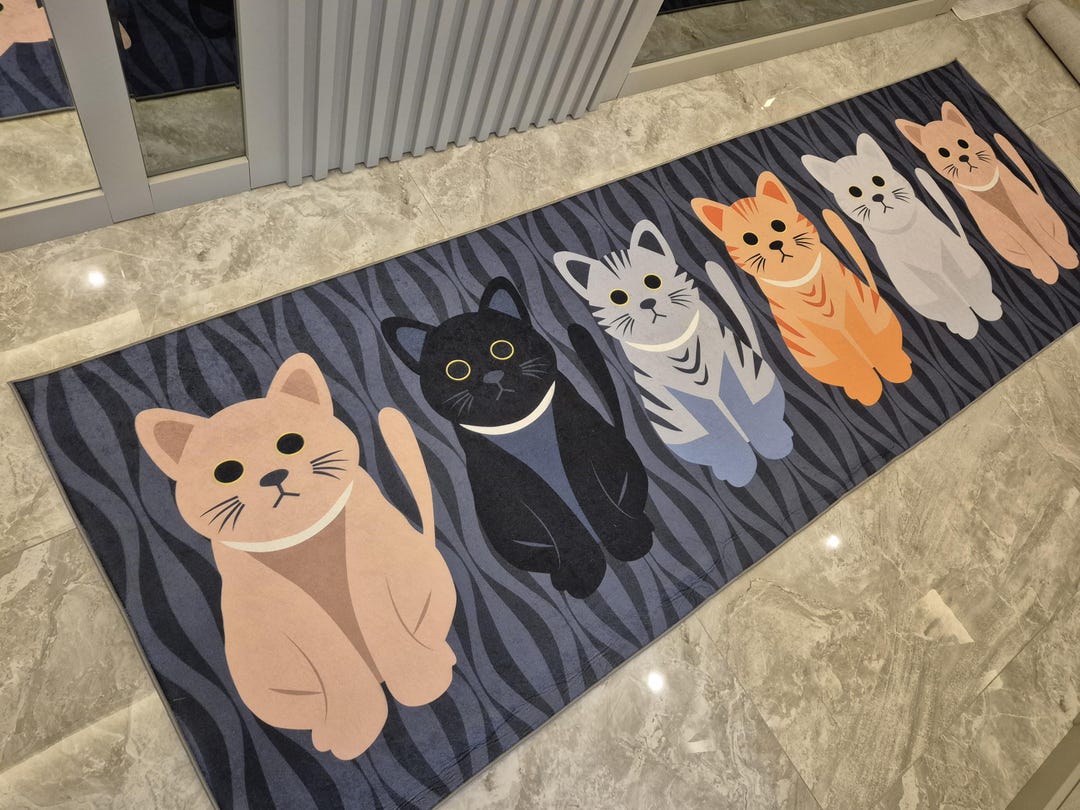 Cats Patterned Machine Washable Non Slip Kitchen Rug / Mat - Etsy