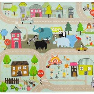 Town, Road, Car, Animal print Kids Play Rug /  Mat / Nursery Rug