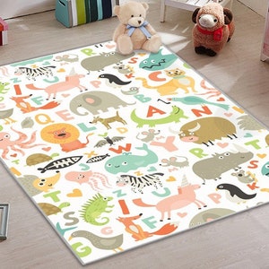 Animales lindos y Alphabet Kids Play Rug / Mat / Nursery Rug