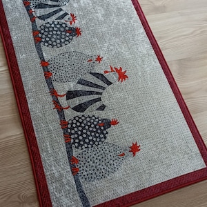 Red Framed Chicken Kitchen Rug Dining Room Runner Non-Slip Machine Washable Mat