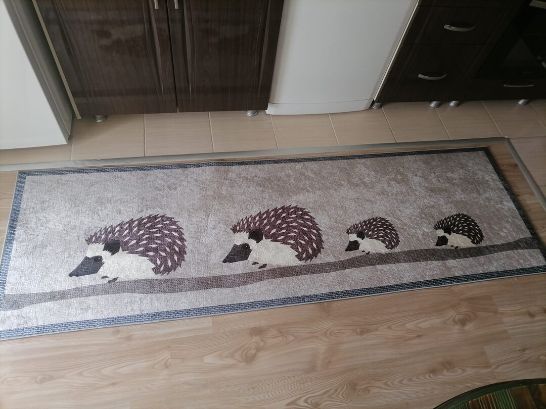 Hedgehog Rug Hedgehog Family Kitchen Rug Non Slip Porcupine Dining Room Runner Mat ...