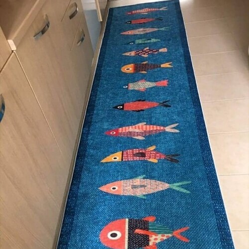 Non Slip Washable Fish Blue Kitchen Rug Runner Carpet Mat Etsy