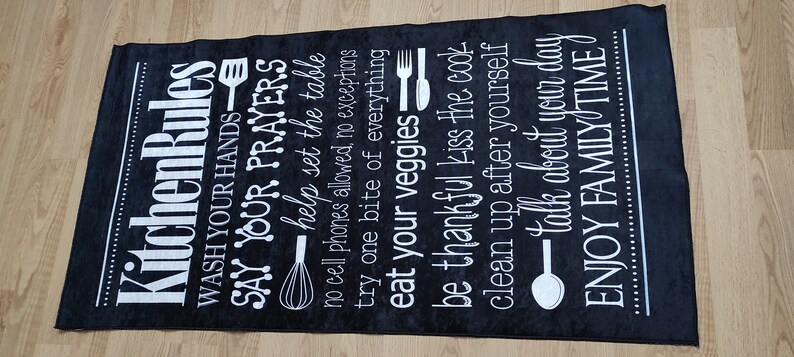 Kitchen Rules Non-Slip Washable Area Runner Rug image 3