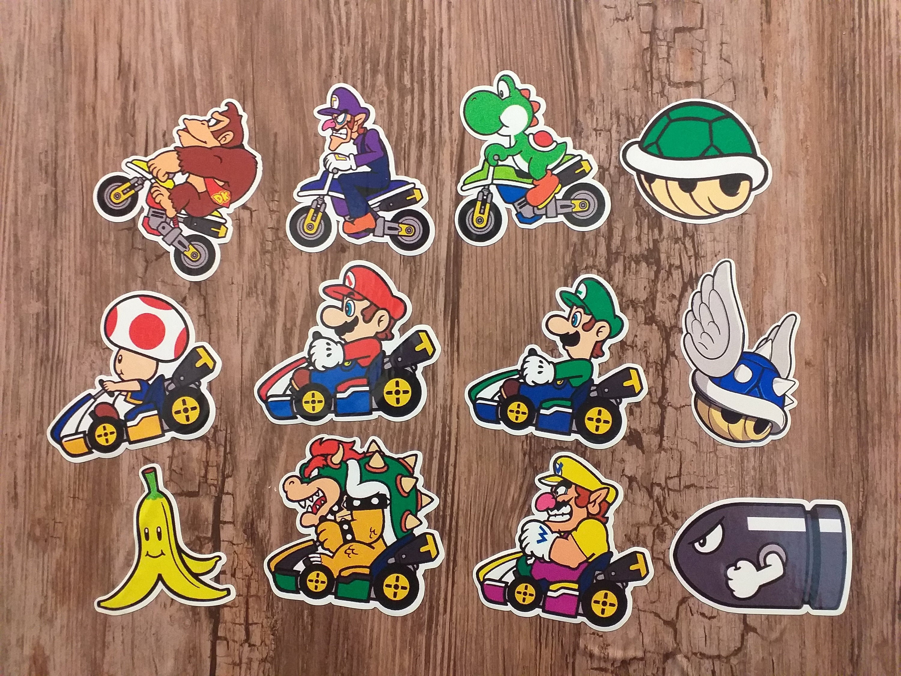 Super Mario Mario Kart Sticker Pack of 12. Water Bottle Etsy