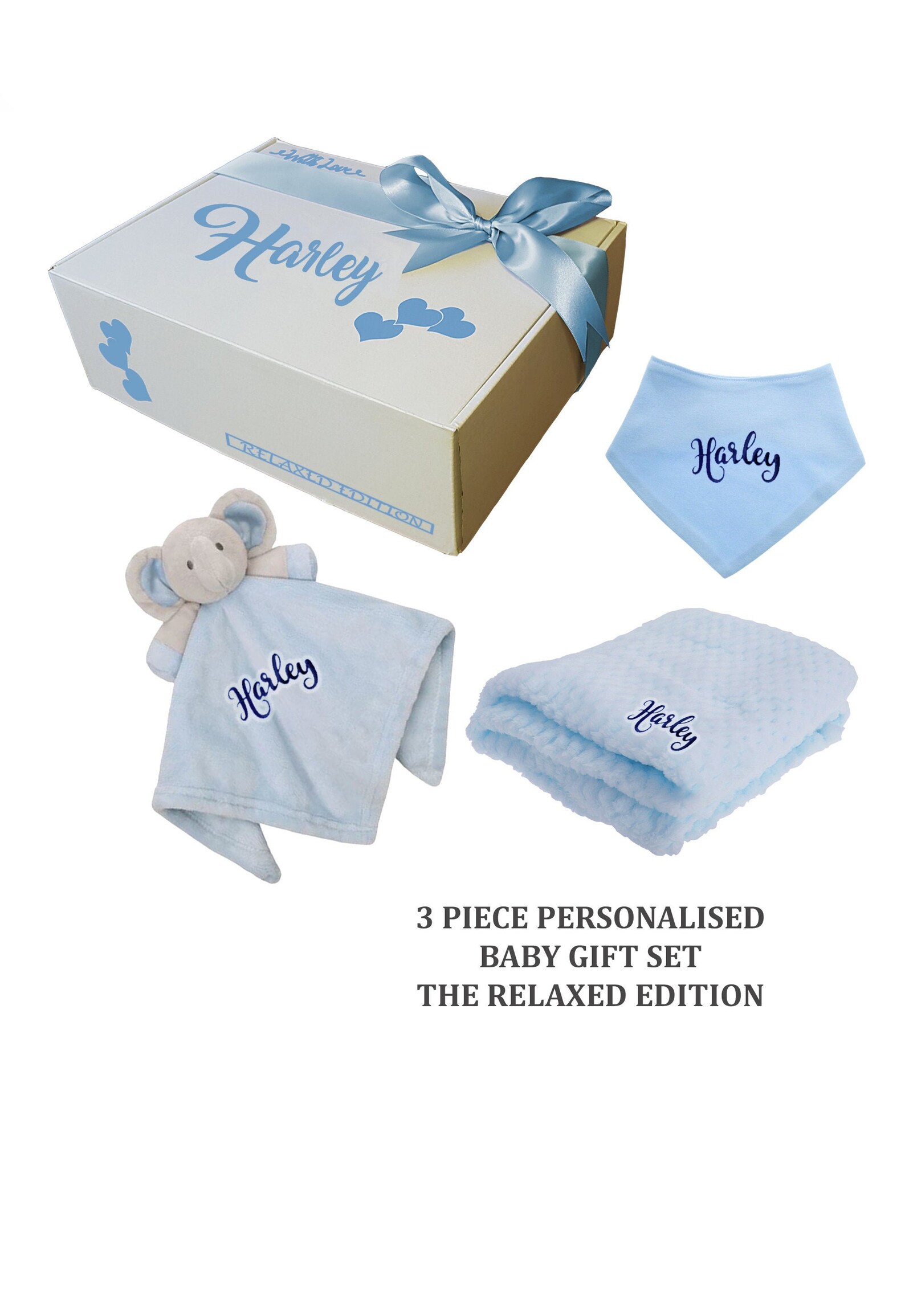 Personalised Luxury Baby Blue Gift Set for Newborn Baby Boys Etsy