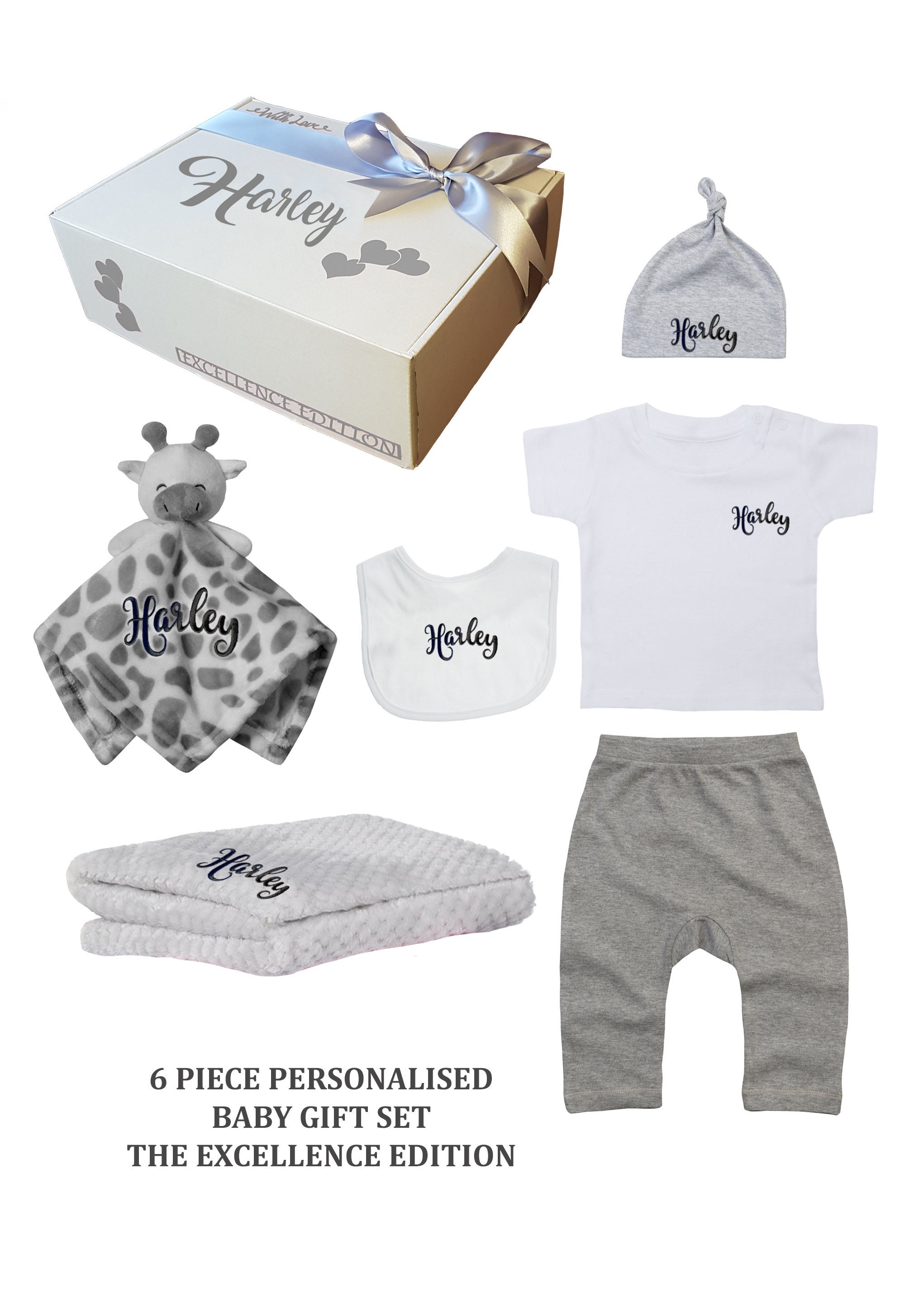 6 piece baby personalised babies gift set with personalized Etsy