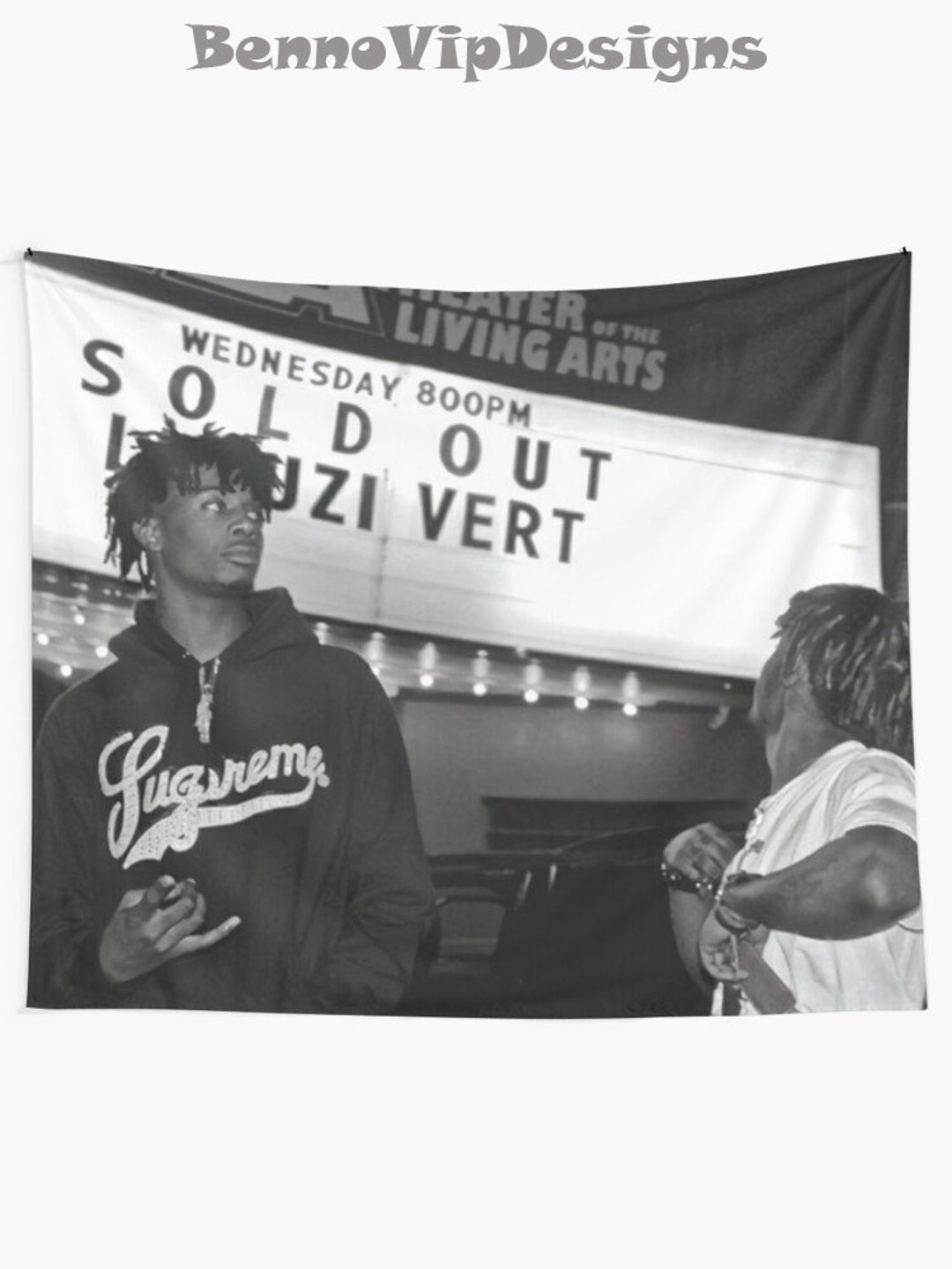 Black and White Uzzii Carti Poster Tapestry, Playboi Carti Rapper Wall
