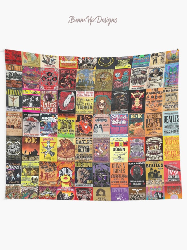 Vintage Rock Band Posters Tapestry Retro Broadway Musical Wall Tapestry Band Music Tapestries Etsy