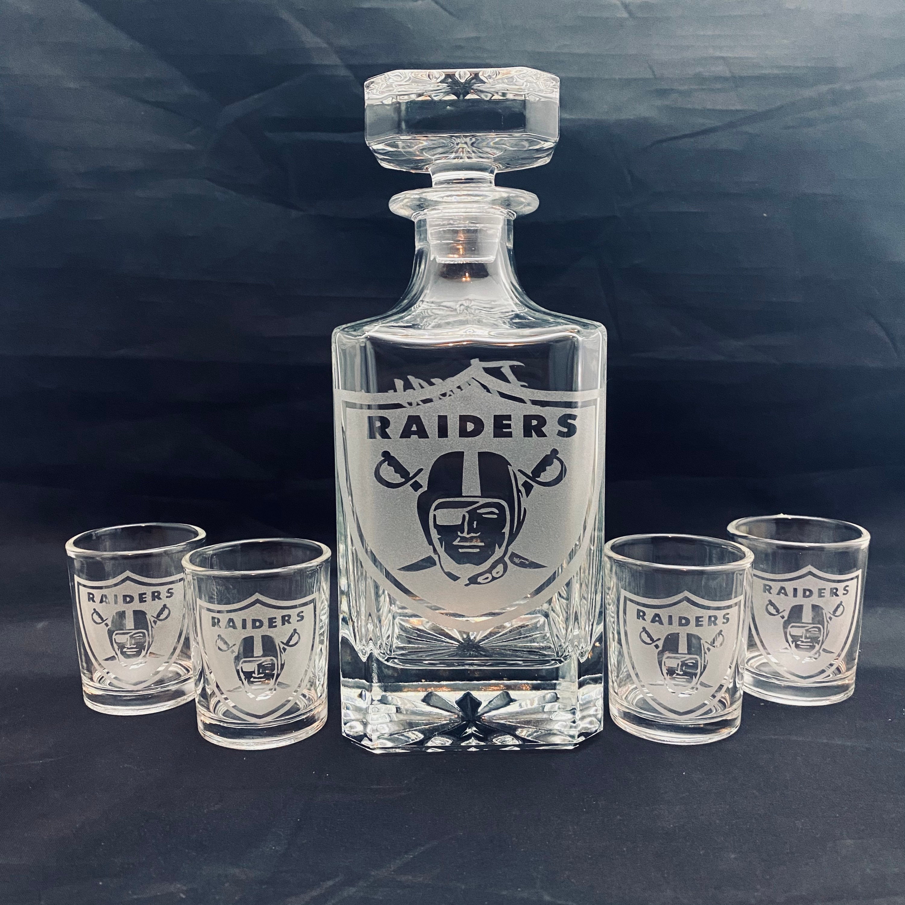 Raiders Custom Crystal Decanter with Matching Shot Glasses. Etsy