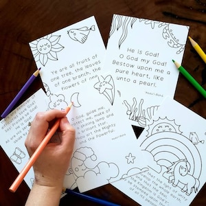 Cartes de prières baha'ies à colorier/cartes de citations/cartes pour enfants/jeunes/adultes