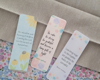 Bahai inspired Bookmarks Set of 3/Bahai Bookmarks/Bahai Gifts/Beautiful Bookmarks