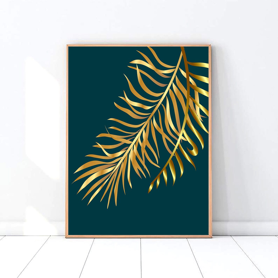 Moderne goldene botanische Kunst Druck über dem Bett Kunst | Etsy