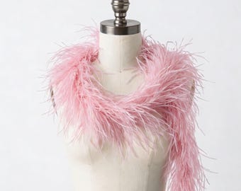 2 Ply Ostrich Feather Boa with Turkey Marabou Core | Lightweight Fluffy Feather Boa for Costumes, Dance, Crafts & Weddings
