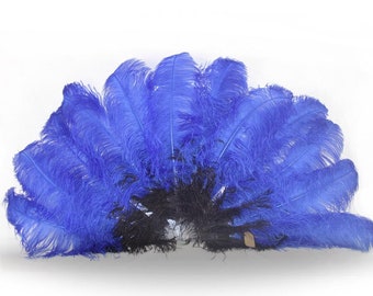 Fancy Burlesque Ostrich Feather Fan - Double Layer