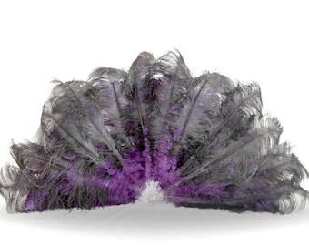 Deluxe Burlesque Ostrich Feather Fan - Double Layer