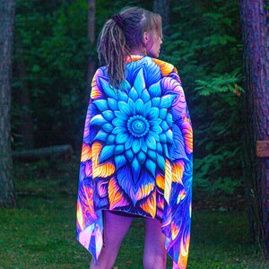 UV Reactive Festival Shawl Neon Psychedelic Scarf Trippy Party Clothes image 9