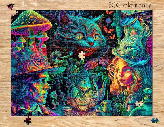Psychedelic Alice in Wonderland Jigsaw Puzzle: Trippy Fantasy Art
