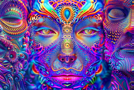 Psychedelic Blacklight Visionary Backdrop – UV Reactive Fractal