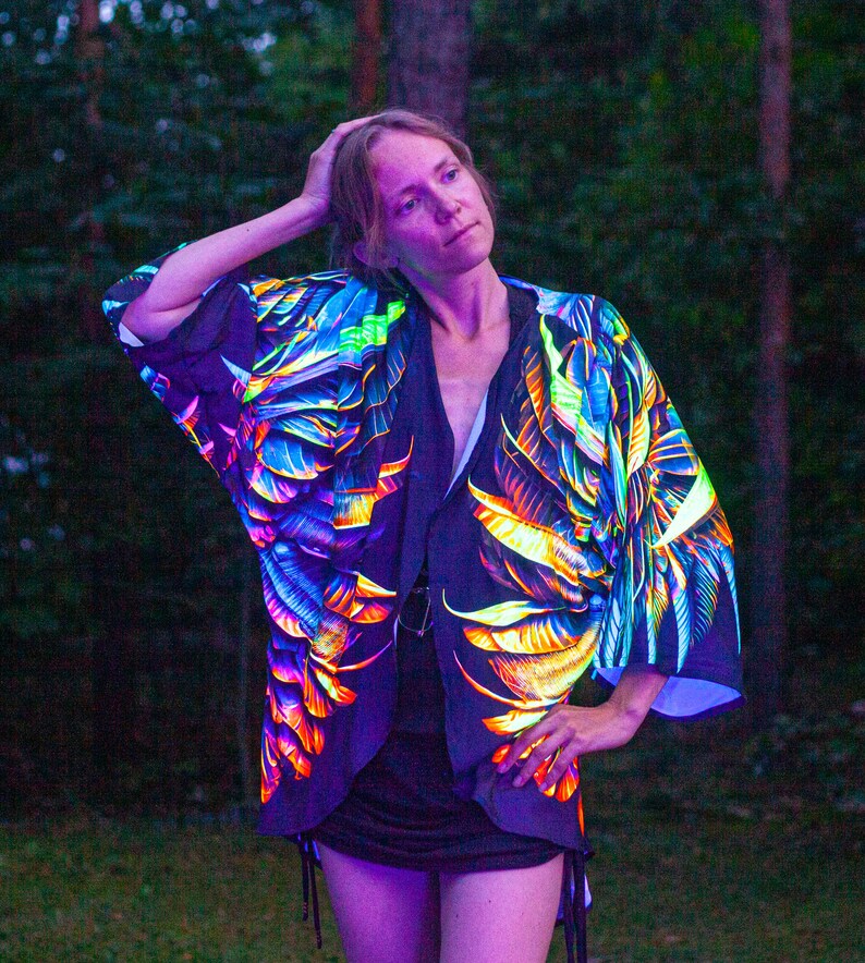 Jimmy Rave Robe Design Psychedelic UV Active Robe | Rave Neon Kimono | Festival Clothing ...