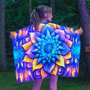 UV Reactive Festival Shawl Neon Psychedelic Scarf Trippy Party Clothes image 8