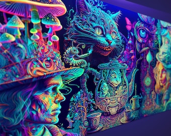 Flocked Western Graphics Black Light Posters Flaming Love Moonship