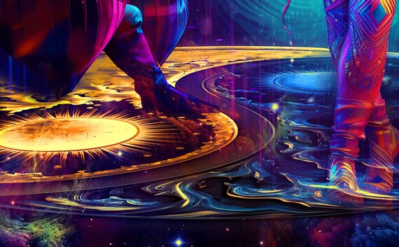 UV Reactive Tapestry: Psychedelic Tribal Dance, Visionary
