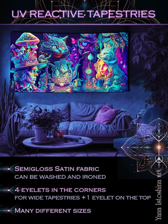 Arazzi a Forma di Fungo Che Si Illuminano Al Buio, Arazzo a Luce Nera per L'estetica della Camera da Letto, Arazzo a Forma di Fungo Fluorescente, Decorazione da (200X150 cm