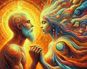 Tapiz reactivo a los rayos UV: Amor espiritual psicodélico y conexión cósmica