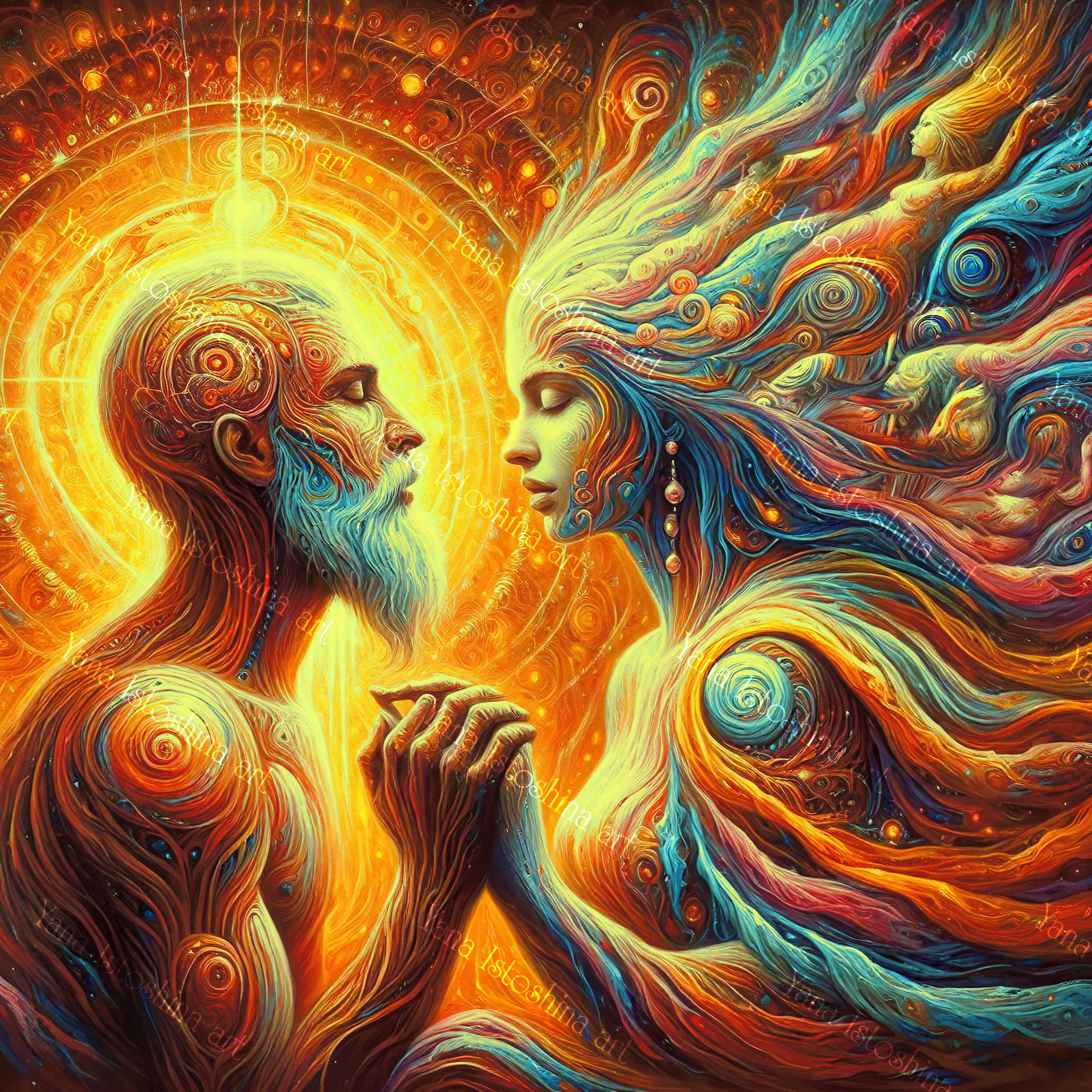 UV Reactive Tapestry: Psychedelic Spiritual Love & Cosmic