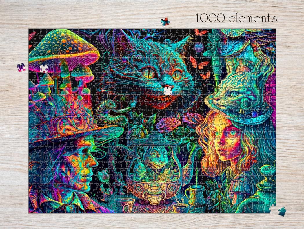 Psychedelic Alice in Wonderland Jigsaw Puzzle: Trippy Fantasy Art
