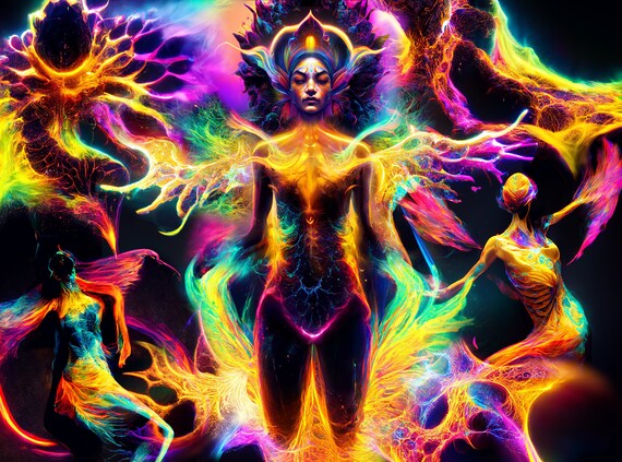 UV Active Psychedelic Tapestry endurance Fluorescent Backdrop Visionary Art Neon Festival Art Etsy